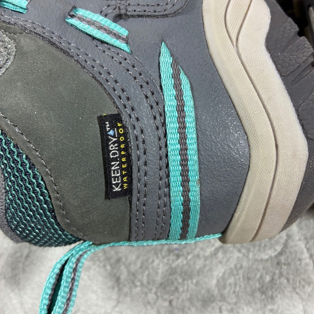 Keen Kids Waterproof Hiking Boots Size 11 Grey Teal Mid - Picture 3 of 10